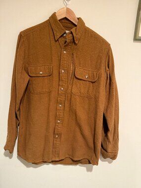 BackPacker Men's heavyweight Flannel Button-Up Overshirt in Camel Brown, sz M